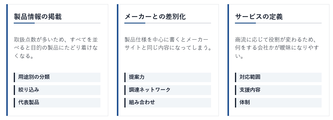 商社のホームページ制作が難しい理由（製品情報の掲載・メーカーとの差別化・サービスの定義）